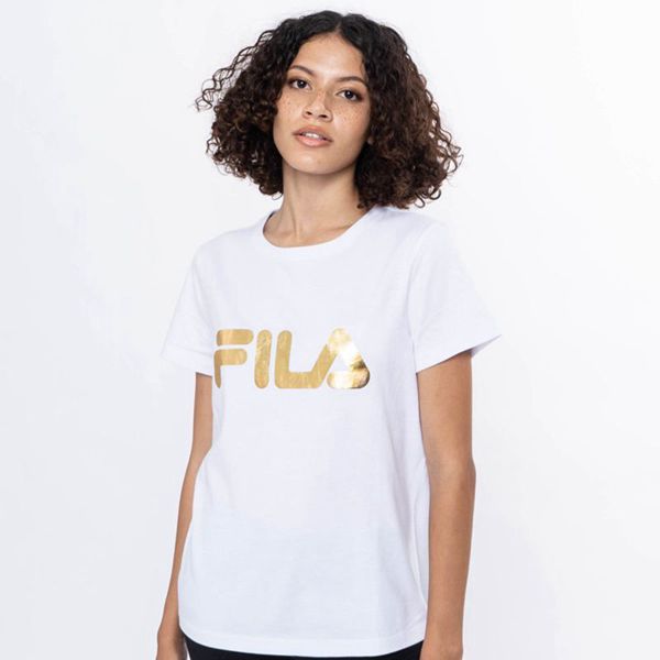 Camisetas Fila Mulher Branco - Fila Deckle Gold Outlet Portugal,RXQI-68519